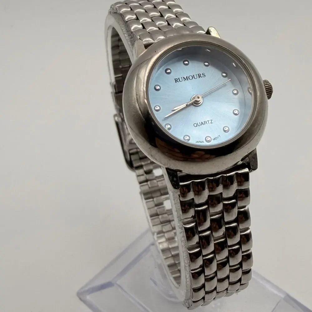Elegant Rumours Quartz Womens Petite Silver-Tone Dress Watch Working New Battery